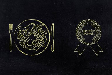 Sertifikalı organik rozet ile sebze yemek