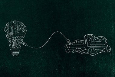 ampul ve elektronik devreler yapılmış bulut eac için bağlı