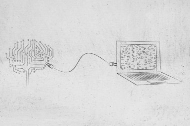 elektronik devreler bir p ile bir dizüstü bilgisayara bağlı beyin yapılmış