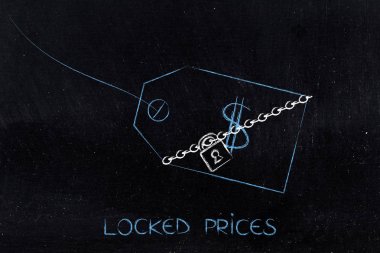 ürün fiyat etiketi kilit ve zincir