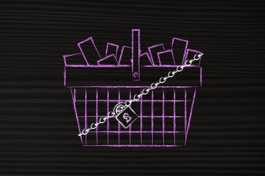 kilit ve zinciri alışveriş sepeti
