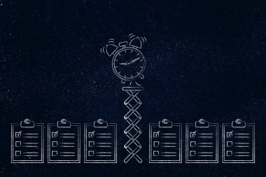 Yapılacaklar listesi grubu arasında bir bahar üzerinde haşhaş alarm zil