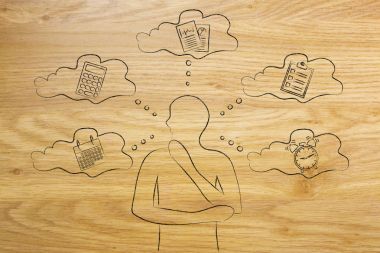 verimlilik ve zamanlama ile ilgili nesneleri düşünce bu adam