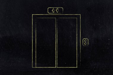 Asansör minimalist anahat illüstrasyon Kaldır