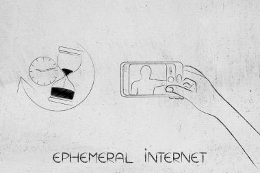 bir selfie saat ve kum saati yanına alarak smartphone ile el