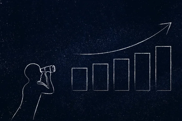 Persona que analiza gráfico de crecimiento del negocio — Foto de Stock