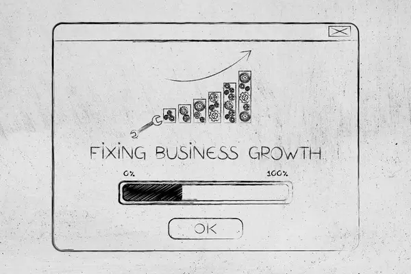 Fixação de mensagem pop-up de crescimento de negócios com barras gráficas e progre — Fotografia de Stock