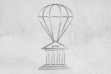 bir paraşüt, para koruma bina banka