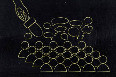 mikrofon kalabalık komik kabarcıkları ile doğru işaret etti
