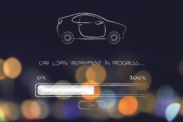 Loan car repayment with progress bar loading — Stock Photo, Image