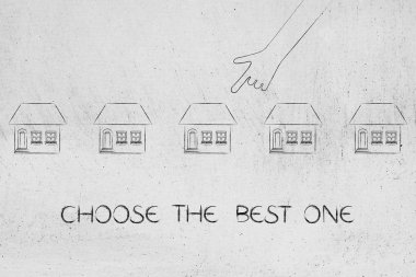 bir ev grubu arasında işaret ver, iyi seçin