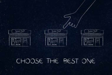 birçok arasında bir dükkanı işaret ver, iyi seçin