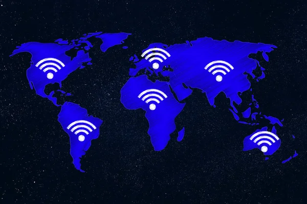 wi-fi symbols all over world map