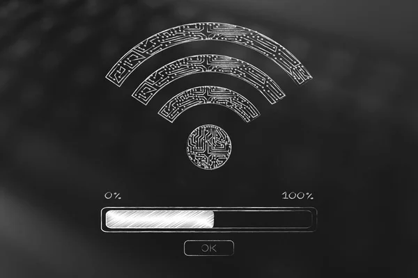 Microchip wi-fi symbole avec barre de progression chargement — Photo