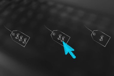 ucuz--dan pahalı fiyat etiketleri ve ave üzerinde tıklayarak fare