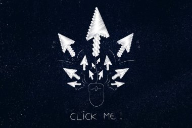 bir bilgisayar fare resim yazısı ile dışarı yayılan işaretçiler beni tıkla