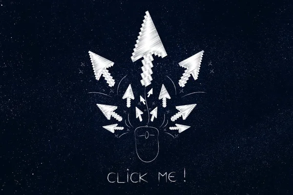 bir bilgisayar fare resim yazısı ile dışarı yayılan işaretçiler beni tıkla