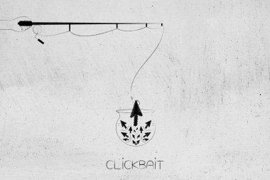 fare işaretçisini birçok clickba arasında yakalama olta ile el