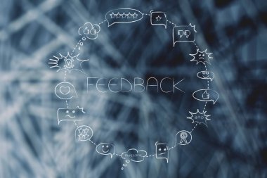 bir ürün veya co farklı tepkiler ile komik kabarcıklar daire