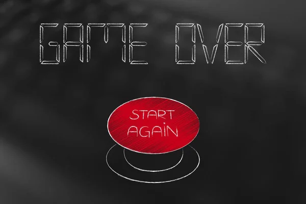 game over text with start over button