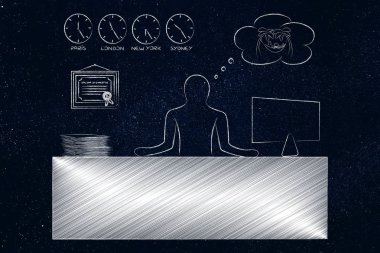 adam onun iş kendini bir hammoc sahilde, rüya