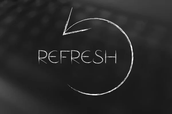 Refresh symbol with text and arrow — Stock Photo, Image