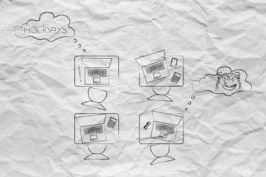 okul sınıf karışık nesneleri ve tatil hayalleri ile