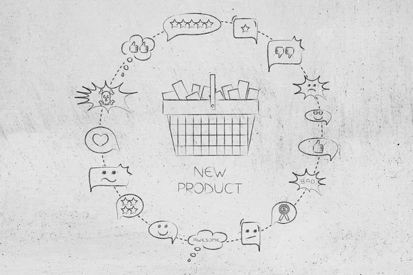 Alışveriş Sepeti öğelerin tam ve karışık müşteriler ile çevrili 