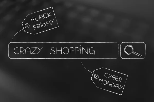 crazy shopping search bar query with black friday and cyber mond