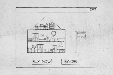 Şimdi satın alın veya Yoksay seçenekleri ile açılır ileti içine Satılık ev