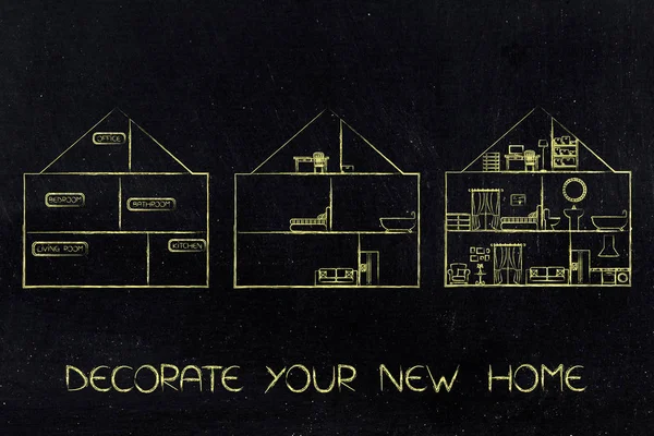 tamamen mobilyalı için boş bir evden aşamaları