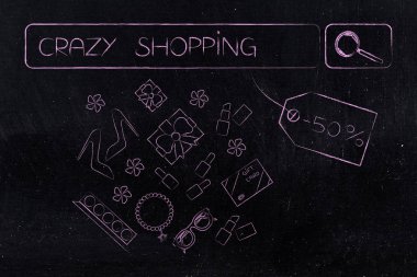 Çılgın alışveriş arama motoru çubuğu promosyon fiyat etiketi ile ve 