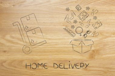 o geliyor moda nesneleri bol olan açık kutusunun yanındaki parsellerin