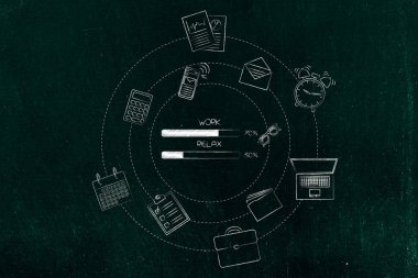 iş ve yüzde barlar office nesneleri ile çevrili sakin ol