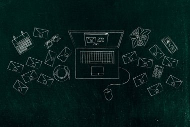 e-posta zarflar ve iş obj ile yükleme pop-up ile dizüstü bilgisayar