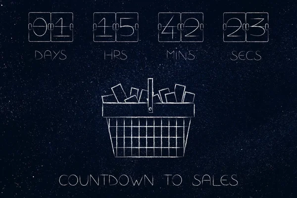 shopping basket with countdown timer to sale event