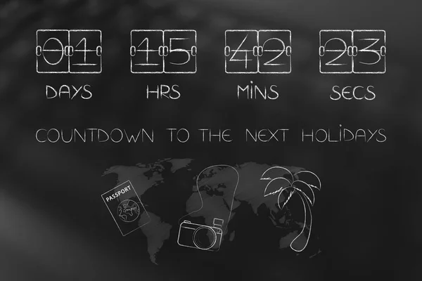 holidays countdown timer with travel objects and world map