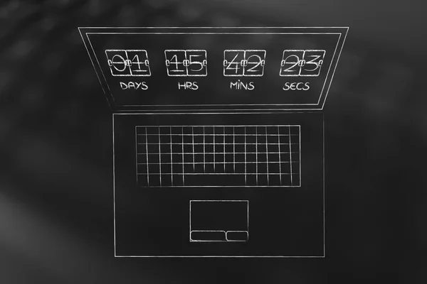 Laptop mit Countdown auf dem Bildschirm — Stockfoto