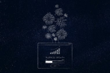 iş büyüme ilerleme çubuğu ve ou geliyor havai fişek ile açılır