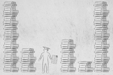 harcı ve derecesi büyük boy yığınları arasında yüksek lisans öğrencisi 