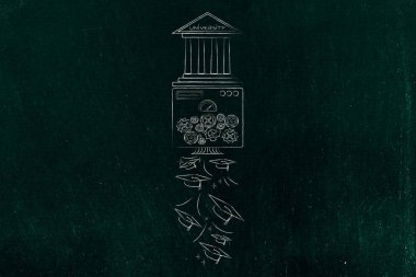 Gra üreten fabrika makine mekanizması ile bina Üniversitesi