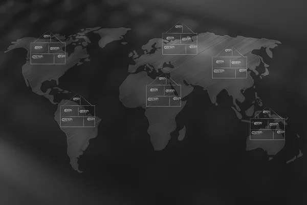 Case e didascalie piano in tutta una mappa del mondo — Foto Stock