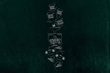 makine dönüm evlere çanta para ve para