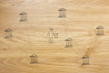 farklı Üniversite binaları bir ağ arasında mezun