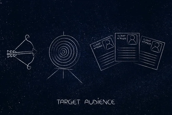 target and arrow next to customer profiles