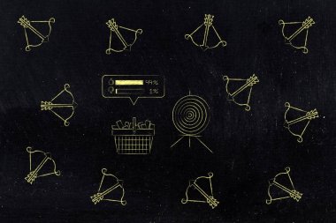 alışveriş sepeti ile çevrili hedef yanındaki posiitve geribildirim