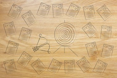 hedef ve özgeçmişleri tarafından çevrili ok