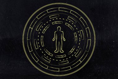 soyut teknoloji siber mekanizması tarafından çevrili kişi