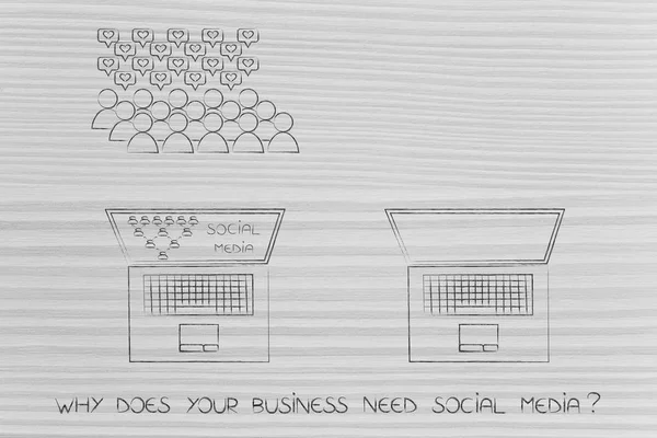 sosyal medya em yanındaki insanlar arasında bir vızıltı yaratmak ile dizüstü bilgisayar