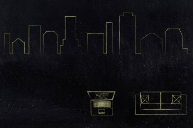 Sonraki manzarası içinde belgili tanımlık geçmiş ile kanepe için dizüstü bilgisayar